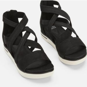 Eileen Fischer Skill Tumbled Nubuck Sneaker Sandal Black with white sole